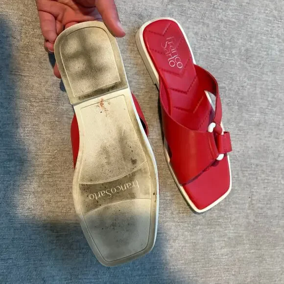 Franco Sarto Red Leather Sandals - Picture 4 of 4
